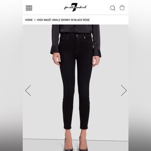 7 for All Mankind high waist ankle skinny in black. Like new